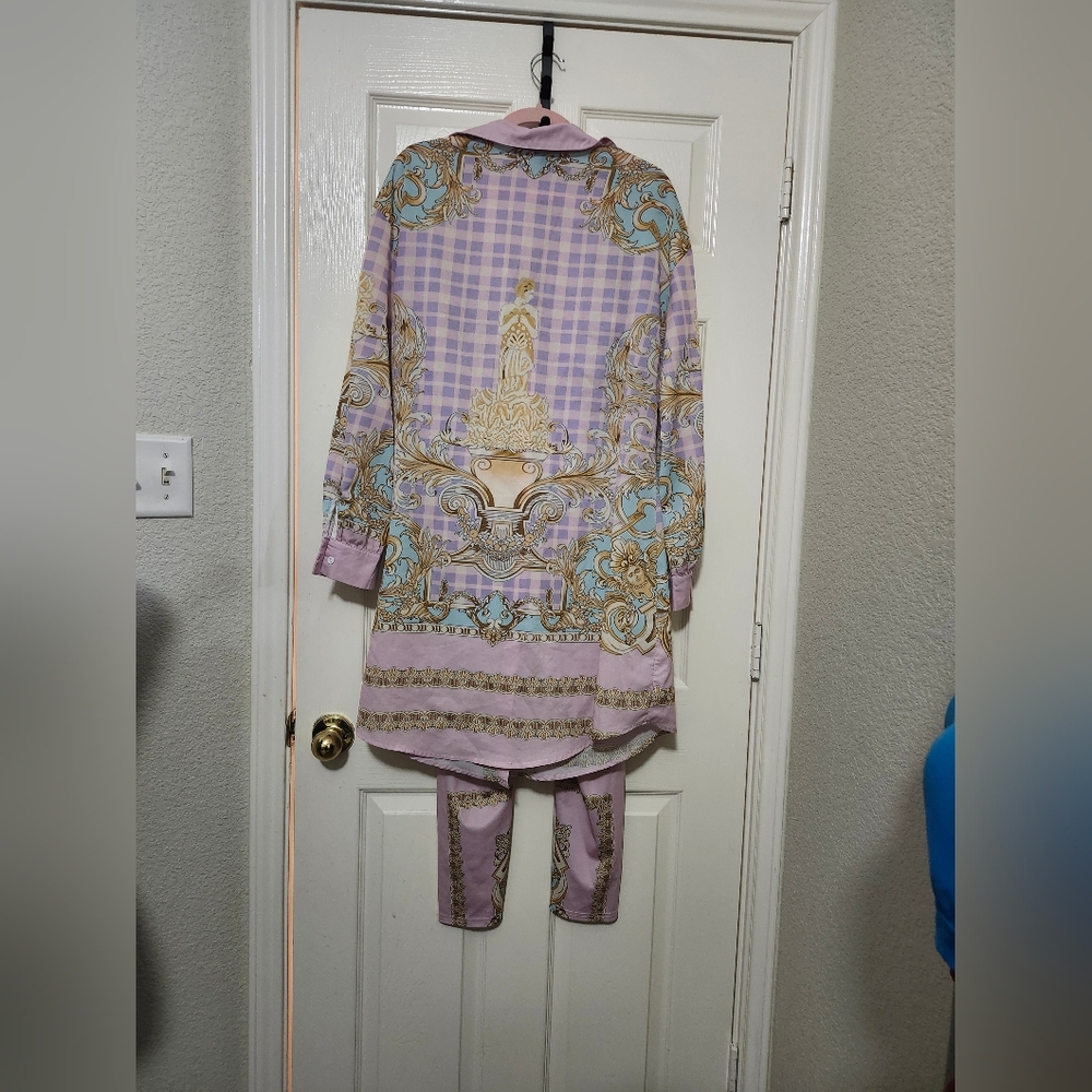 Chic Pastel Patterned Italy Button Down Short And… - image 8